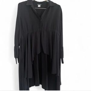 *SOLD VENUS Black Asymmetrical Hi-lo Gothic Style Collared Shirt Women’s L